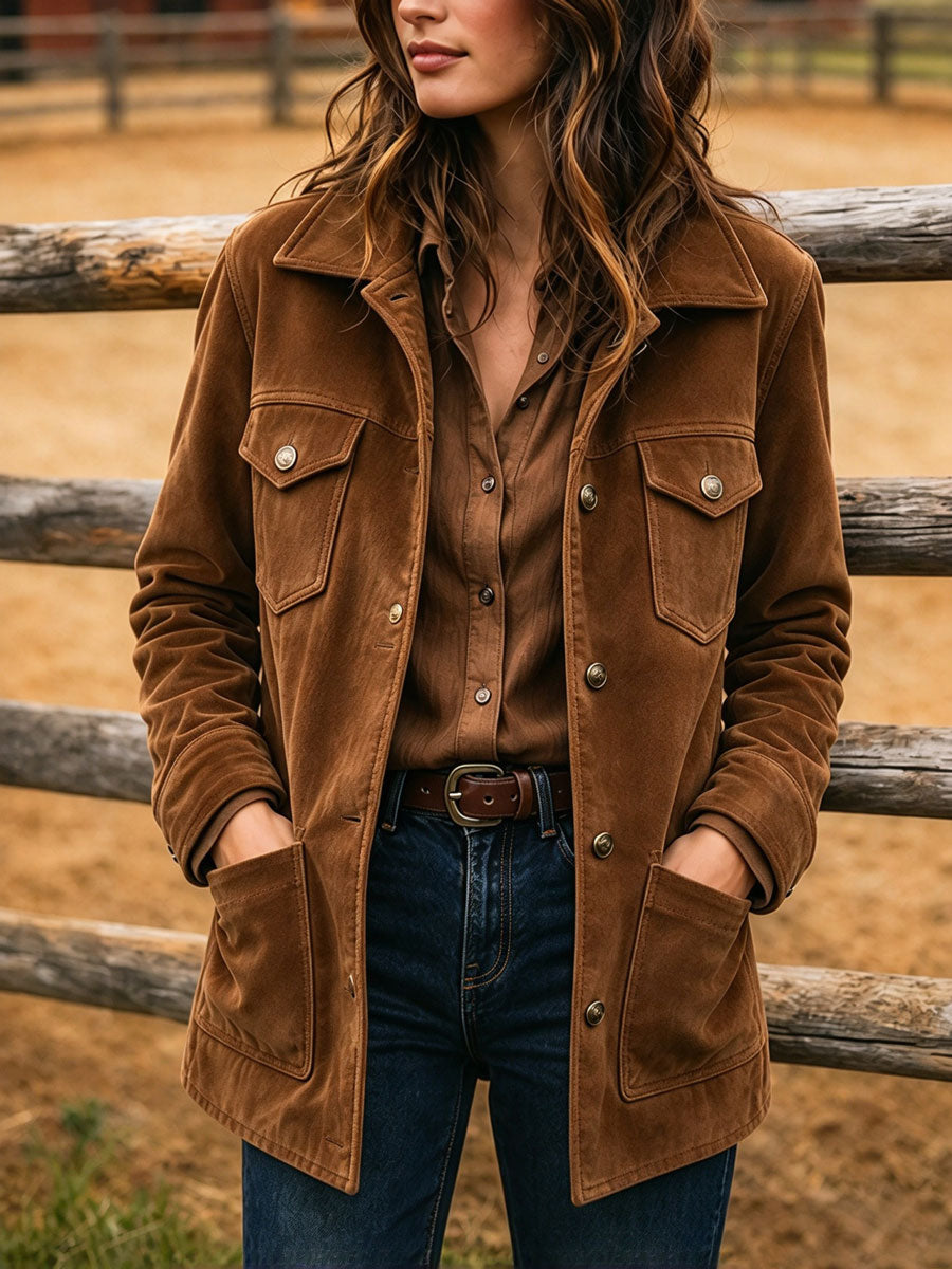 Women'S Retro Collar Mid Length Jacket