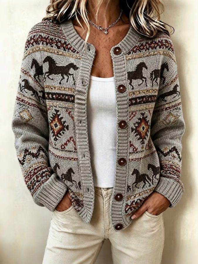 Women'S Retro Western Style Cardigan