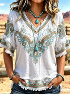 Women'S Western Style V-Neck Top