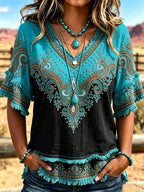 Women'S Western Style V-Neck Top