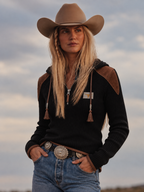 Women'S Contrasting Printed Zipper Hoodie