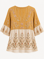 Ladies' Western Style Cotton Linen Casual Top