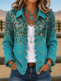 Women'S Retro Western Style Pleated Jacket