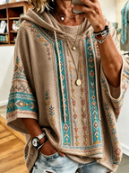 Women’S Retro Western Style Print Hoodie