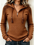 Women'S Textured Printed Zipper Hoodie