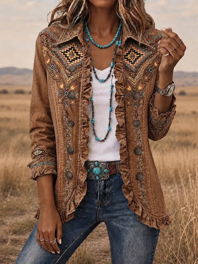 Women's Western Pattern Print Jacket