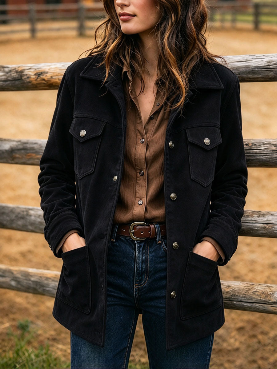 Women'S Retro Collar Mid Length Jacket