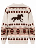 Women's Western Style Printed Knitted Cardigan Top