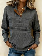 Women'S Casual Color Block Printed Pullover Sweatshirt