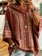 Women’S Retro Western Style Print Hoodie