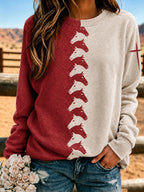 Women'S Western Style Cross Print Round Neck Sweatshirt