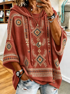 Women’s Retro Western Style Print Hoodie