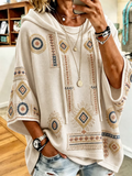 Women’S Retro Western Style Print Hoodie