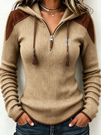 Women'S Contrasting Printed Zipper Hoodie