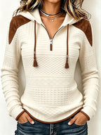 Women'S Textured Printed Zipper Hoodie
