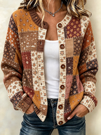 Women'S Pink Western Style Butterfly Flower Pattern Cardigan